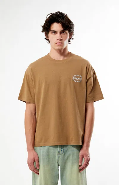 Pacsun Men's Bonjour Embroidered T-shirt In Brown