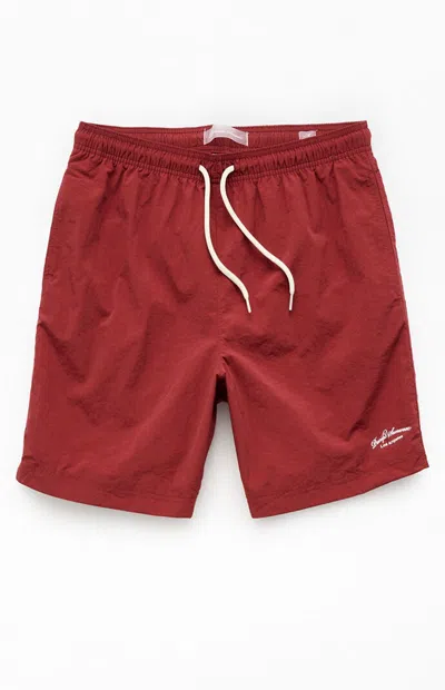 Pacsun Men's Brick Red Collegiate 6.5" Swim Trunks