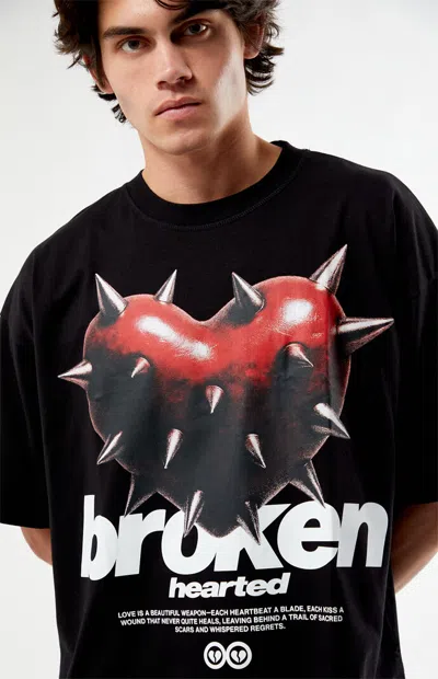 Pacsun Men's Broken Hearted Cropped Boxy T-shirt In Black
