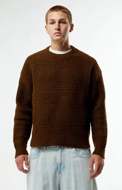 Pacsun Men's Brown Allan Jacquard Crew Neck Sweater