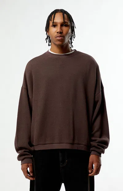 Pacsun Men's Brown Dropped Shoulder Sweater