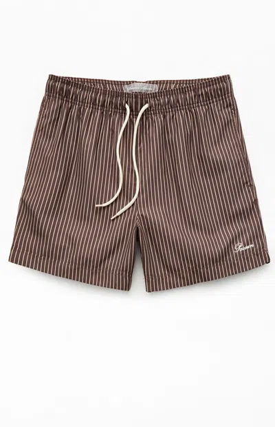 Pacsun Bailey Pinstripe Swim Trunks In Brown