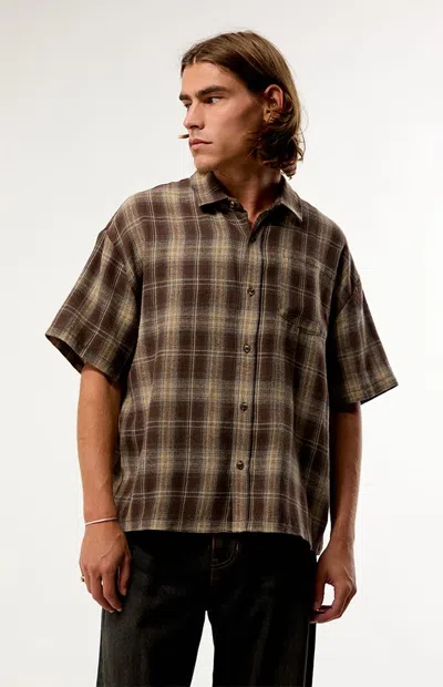 Pacsun Men's Brown Plaid Woven Flannel Shirt