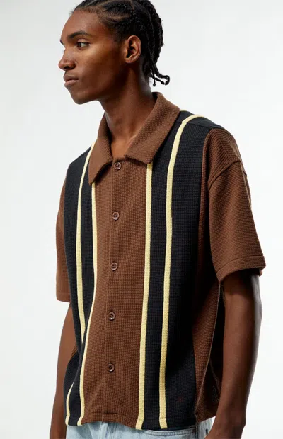 Pacsun Men's Brown Sloan Textured Camp Shirt