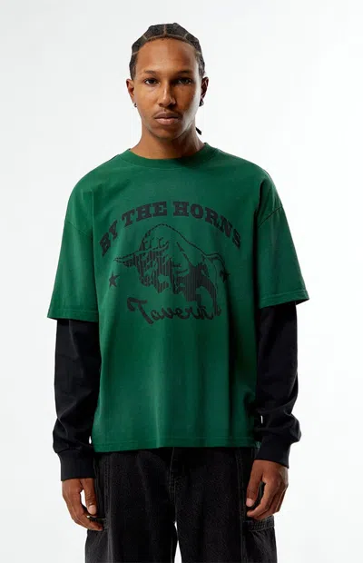 Pacsun Men's By The Horns 2fer Long Sleeve T-shirt In Green