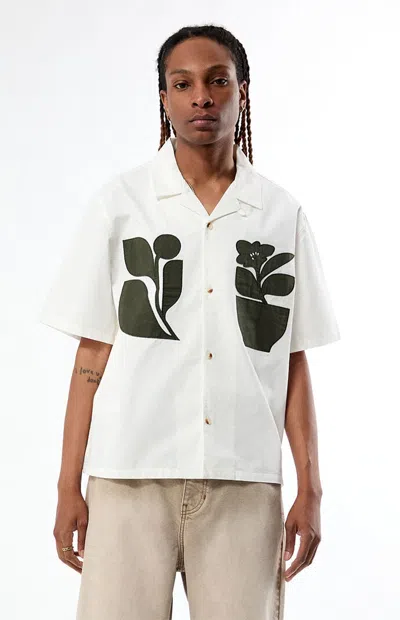 Pacsun Men's California Sunshine Stone Camp Shirt In White