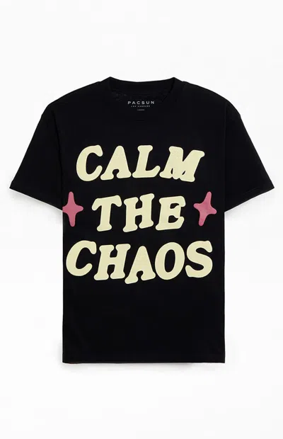 Pacsun Men's Calm The Chaos Boxy Puff Graphic T-shirt In Black