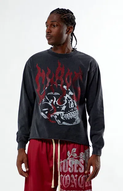 Pacsun Men's Chaos Cropped Long Sleeve T-shirt In Washed Black