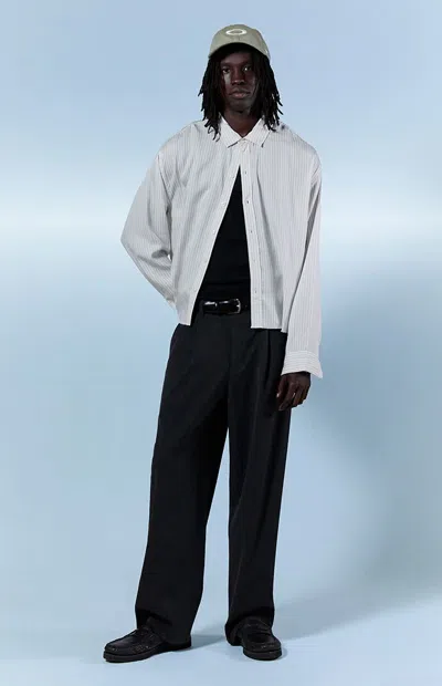 Pacsun Men's Charcoal Pleated Baggy Trousers In Black