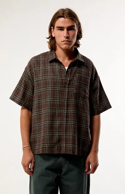Pacsun Men's Chocolate Plaid Woven Flannel Shirt In Black In Brown