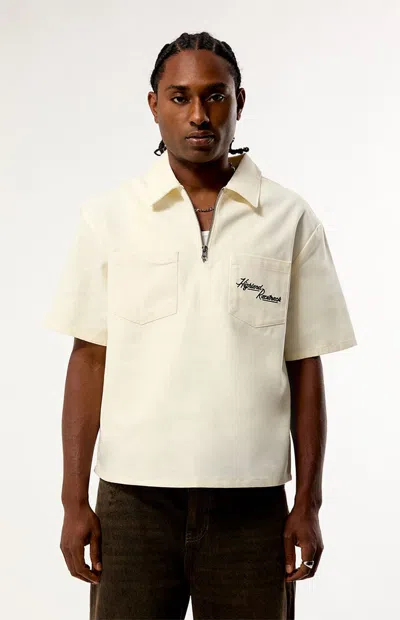 Pacsun Men's Club Quarter Zip Shirt In Cream In Neutral