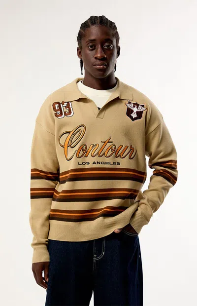 Pacsun Men's Contour Knit Polo Sweater In Tan In Multi