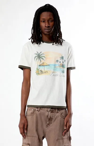 Pacsun Men's Costa Rica Ringer T-shirt In Cream In White