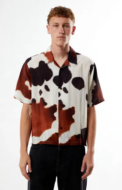Pacsun Men's Cowhide Oversized Camp Shirt In White In Multi