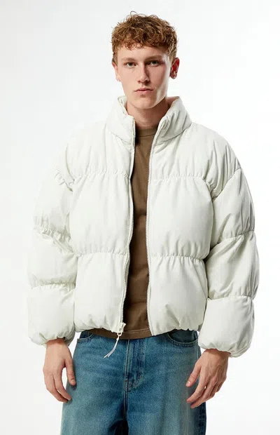 Pacsun Men's Cream 83 Channel Puffer Jacket In White