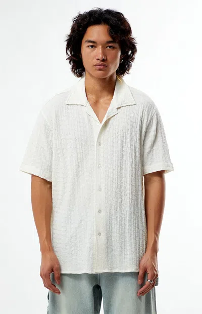 Pacsun Men's Cream Pointelle Camp Shirt In White