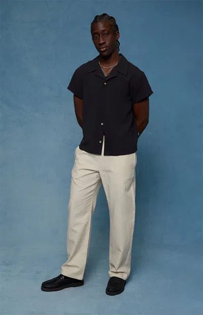 Pacsun Men's Cream Straight Leg Linen Pants In White