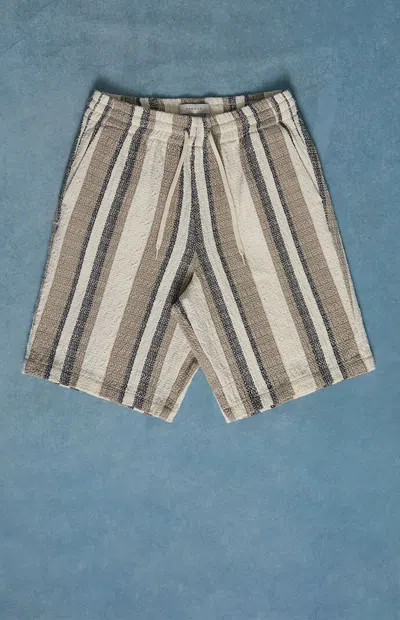 Pacsun Men's Cream Striped Linen Shorts In Multi