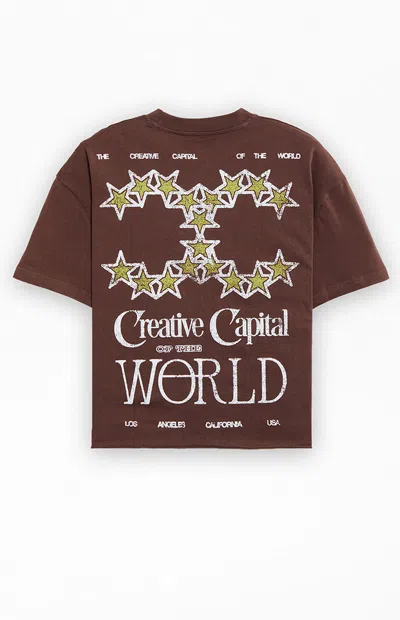 Pacsun Men's Creative Capital Cropped Boxy T-shirt In Brown
