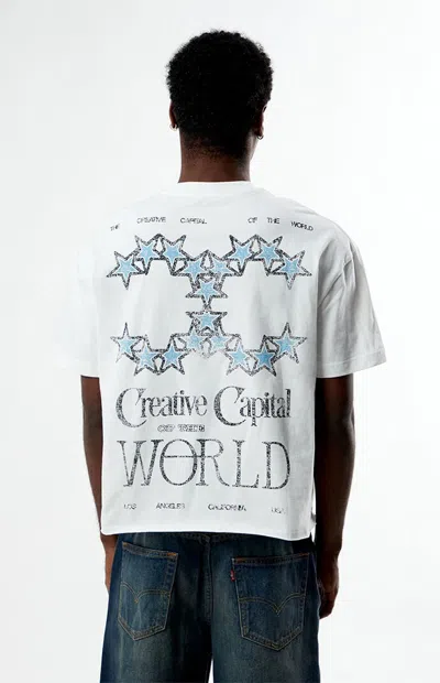 Pacsun Men's Creative Capital Cropped Boxy T-shirt In White
