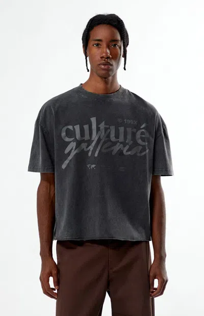 Pacsun Men's Culture Galleria Cropped T-shirt In Washed Black In Gray
