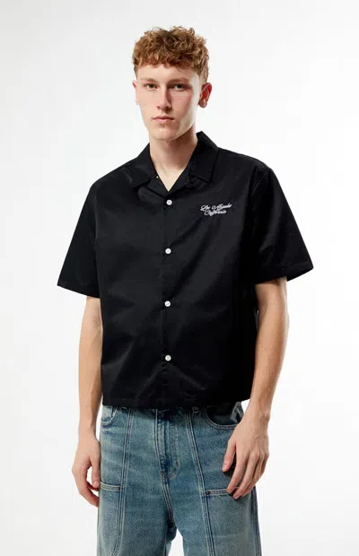 Pacsun Men's Cursive Woven Camp Shirt In Black