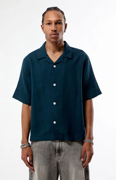 Pacsun Men's Dean Camp Shirt In Black In Blue