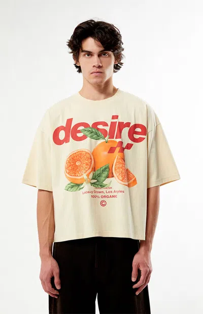 Pacsun Men's Desire Cropped Boxy T-shirt In Cream In White