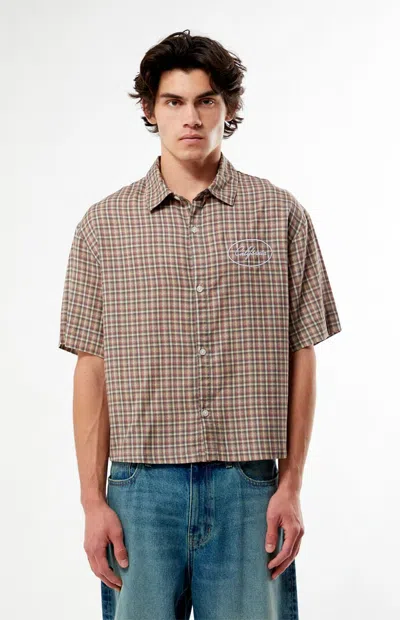 Pacsun Men's Dirt Woven Camp Shirt In Tan In Multi