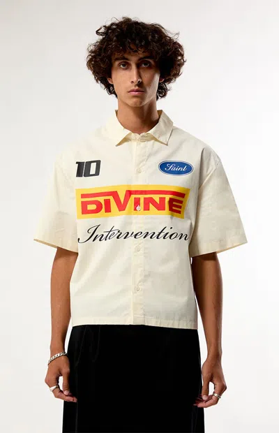 Pacsun Men's Divine Intervention Button-down Work Shirt In Cream
