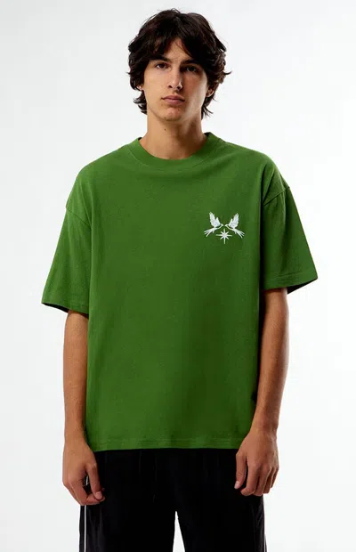 Pacsun Men's Doves Embroidered T-shirt In Green