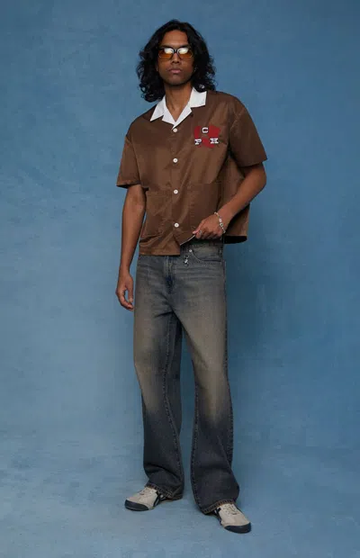 Pacsun Men's Dylan Baggy Jeans Dark Blue Tinted In Med Wash In Brown