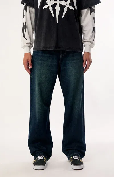 Pacsun Men's Dylan Baggy Jeans Layered Pocket Dark Wash In Dark Indigo In Black