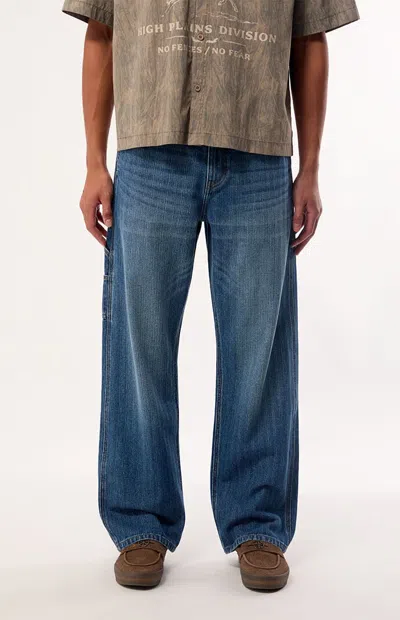 Pacsun Men's Dylan Baggy Jeans Pinstripe Carpenter Medium Blue In Medium Indigo