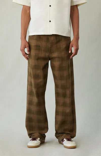 Pacsun Men's Dylan Baggy Jeans Plaid Brown