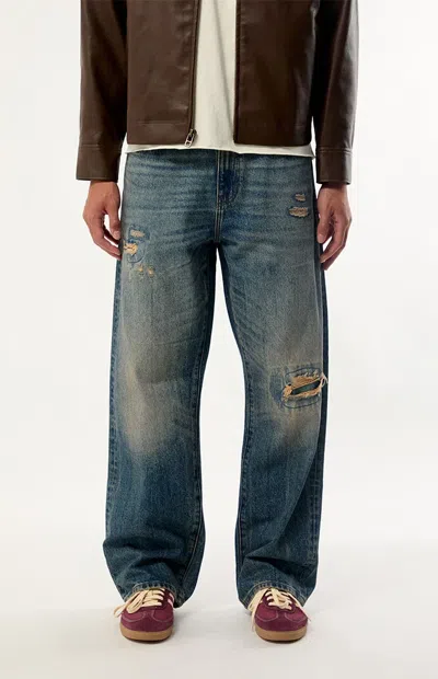 Pacsun Men's Dylan Baggy Jeans Ripped Dark Blue In Dark Indigo In Animal Print