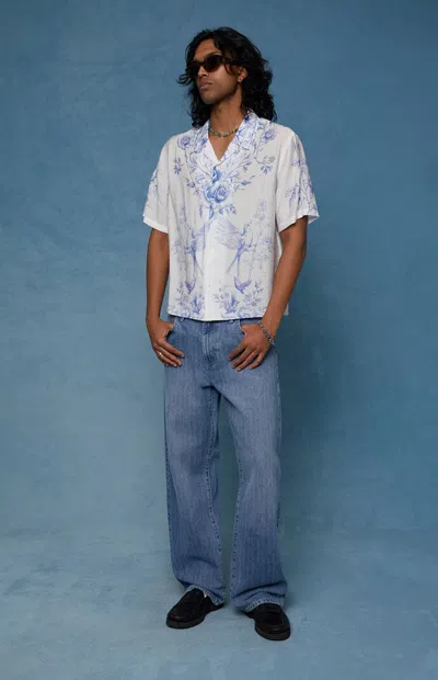 Pacsun Men's Dylan Baggy Jeans Textured Medium Blue In Med Wash