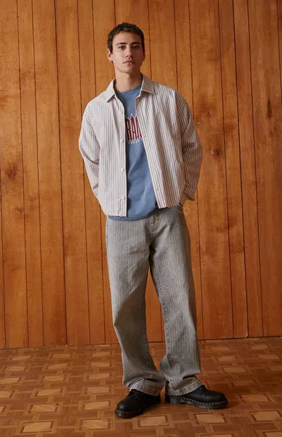 Pacsun Men's Dylan Baggy Jeans Tonal Stripe Gray