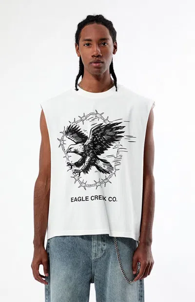 Pacsun Men's Eagle Creek Cut Off Muscle T-shirt In White