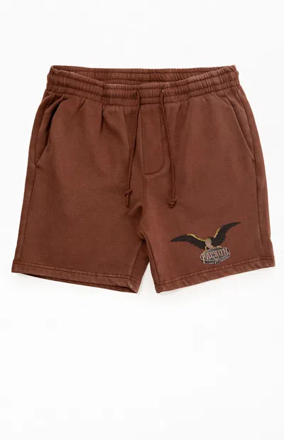 Pacsun Men's Eagle Fleece Sweat Shorts In Brown In Burgundy
