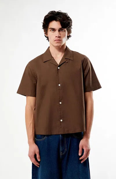 Pacsun Men's Elai Brown Linen Camp Shirt