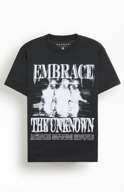 Pacsun Men's Embrace The Unknown Oversized T-shirt In Washed Black