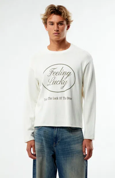 Pacsun Men's Feeling Lucky Crew Neck Sweater In Cream In White