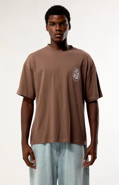 Pacsun Men's Flowers Embroidery T-shirt In Brown