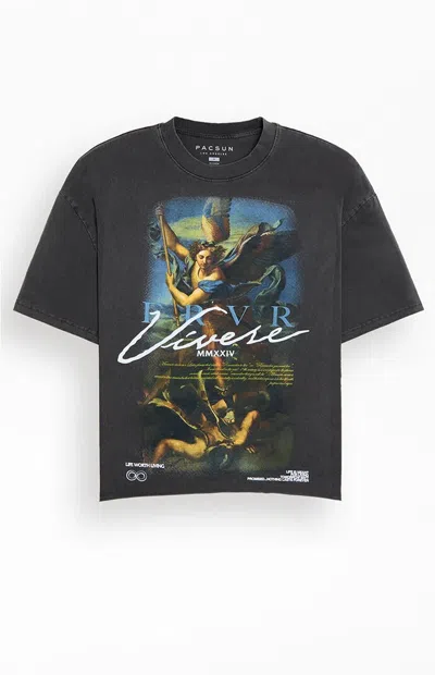 Pacsun Men's Forever Angel Oversized T-shirt In Black In Gray