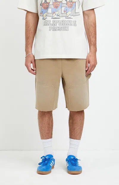 Pacsun Men's Frasier Fleece Cutoff Carpenter Baggy Sweat Shorts In Brown