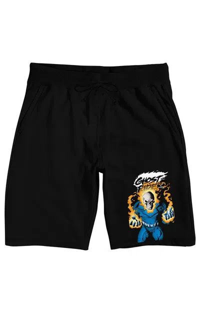 Pacsun Men's Ghost Rider Fiery Character Sweat Shorts In Black