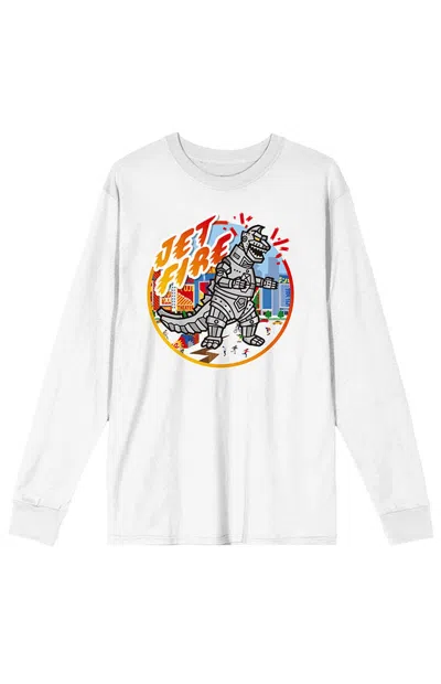 Pacsun Men's Godzilla Jet Fire Long Sleeve T-shirt In White