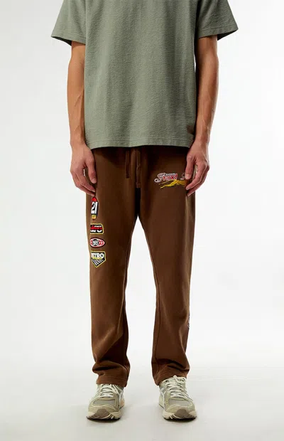 Pacsun Men's Grand Prix Fleece Straight Leg Sweatpants In Brown