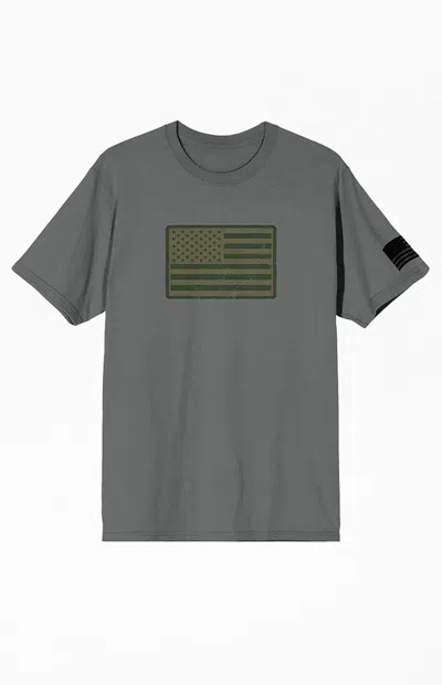 Pacsun Men's Gray America Straight & Wavy Flags T-shirt